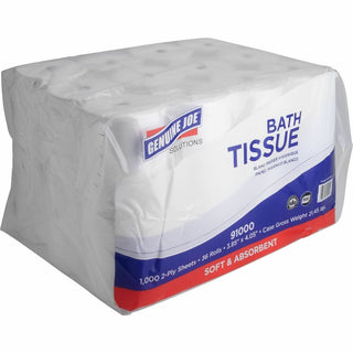 Genuine Joe Solutions Double Capacity Bath Tissue - 2 Ply - 1000 Sheets/Roll - White - Embossed - For Bathroom - 2016 / Pallet