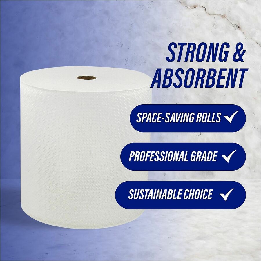 Genuine Joe Solutions Hardwound Paper Towels - 1 Ply - 7" x 850 ft - White - Embossed, Absorbent - 390 / Pallet
