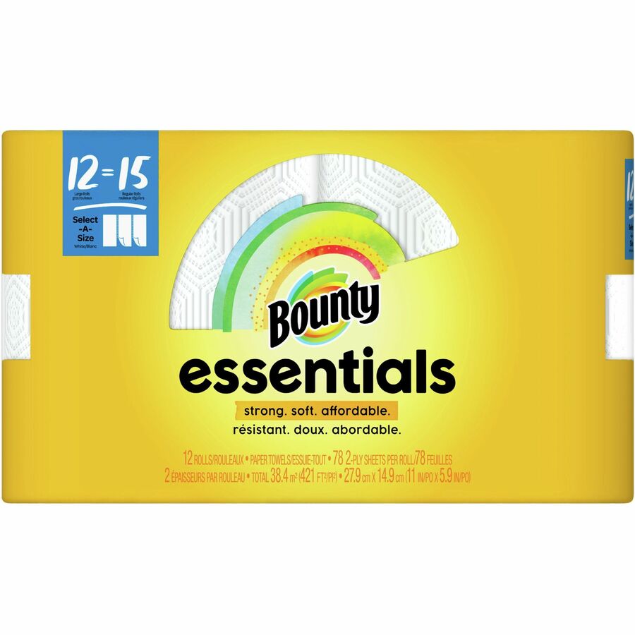 Essentials Select-A-Size Kitchen Roll Paper Towels, 2-Ply, 78 Sheets/Roll, 12 Rolls/Carton