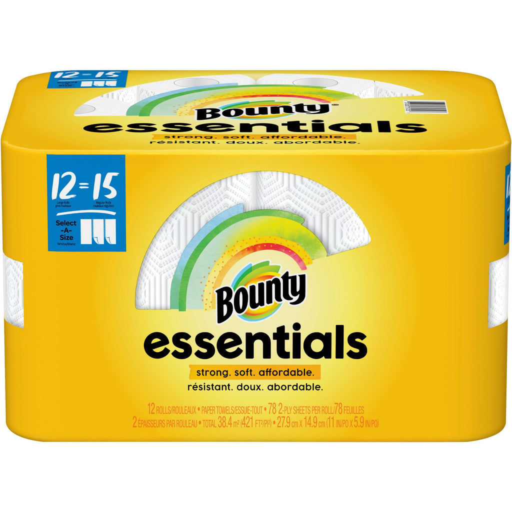 Essentials Select-A-Size Kitchen Roll Paper Towels, 2-Ply, 78 Sheets/Roll, 12 Rolls/Carton