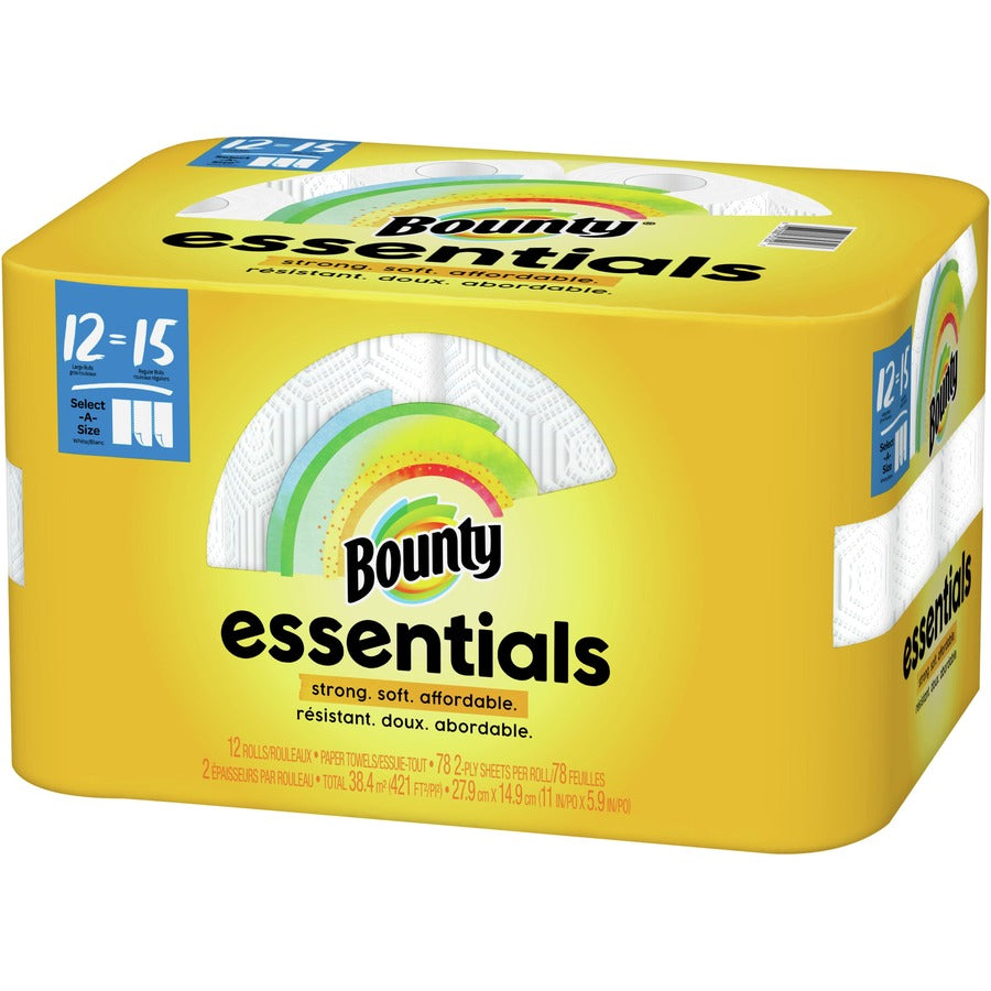 Essentials Select-A-Size Kitchen Roll Paper Towels, 2-Ply, 78 Sheets/Roll, 12 Rolls/Carton
