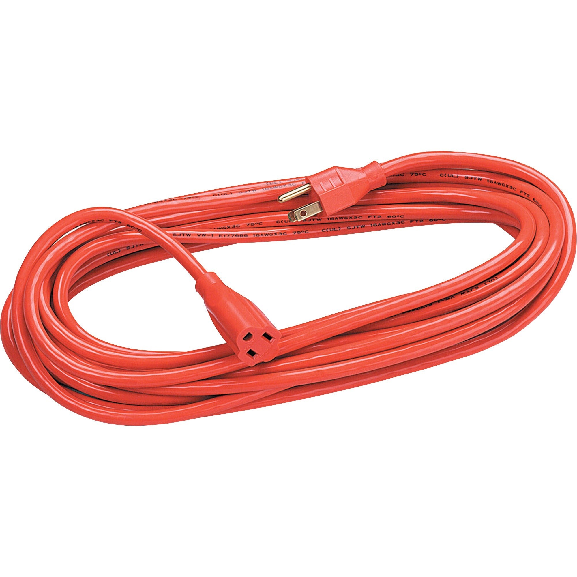 Indoor/Outdoor Heavy-Duty 3-Prong Plug Extension Cord, 25 ft, 13 A, Orange