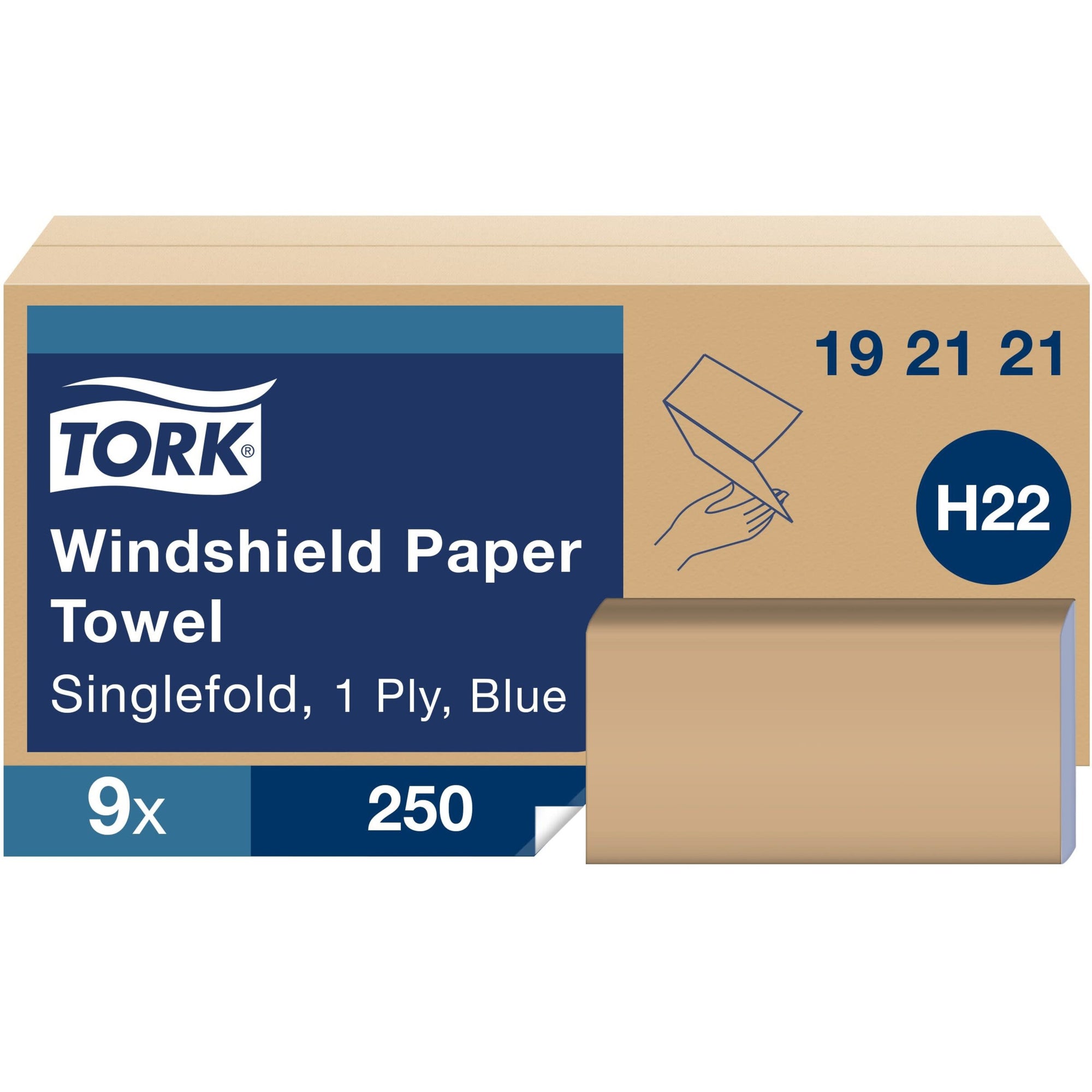 Windshield Towel, One-Ply, 9.13 x 10.25, Blue, 250/Pack, 9 Pack/Carton