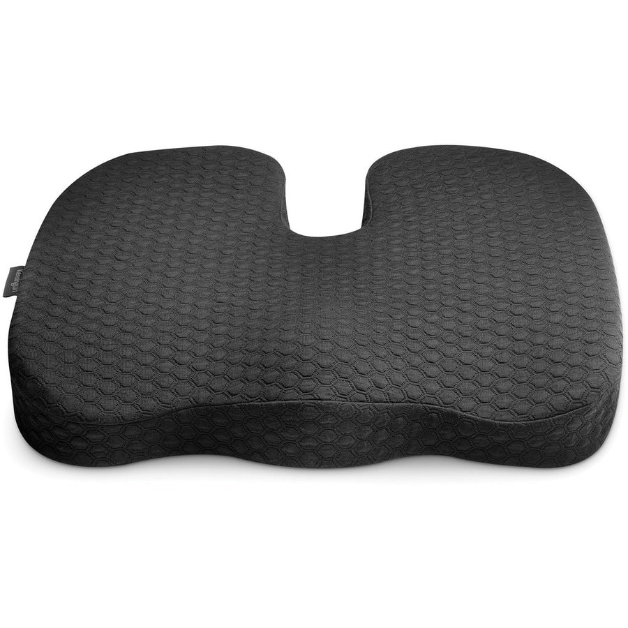 Kensington Premium Cool-Gel Seat Cushion - 14" x 18" - Gel Filling - Fabric Cover - Foam - Comfortable, Durable, Anti-slip, Ergonomic Design, Machine Washable, Carrying Strap - Black - 1Each