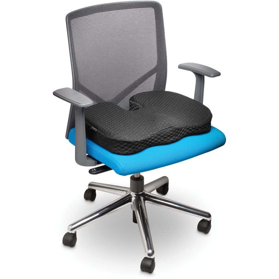 kensington-premium-cool-gel-seat-cushion-14-x-18-gel-filling-fabric-cover-foam-comfortable-durable-anti-slip-ergonomic-design-machine-washable-carrying-strap-black-1each_kmw55807 - 3