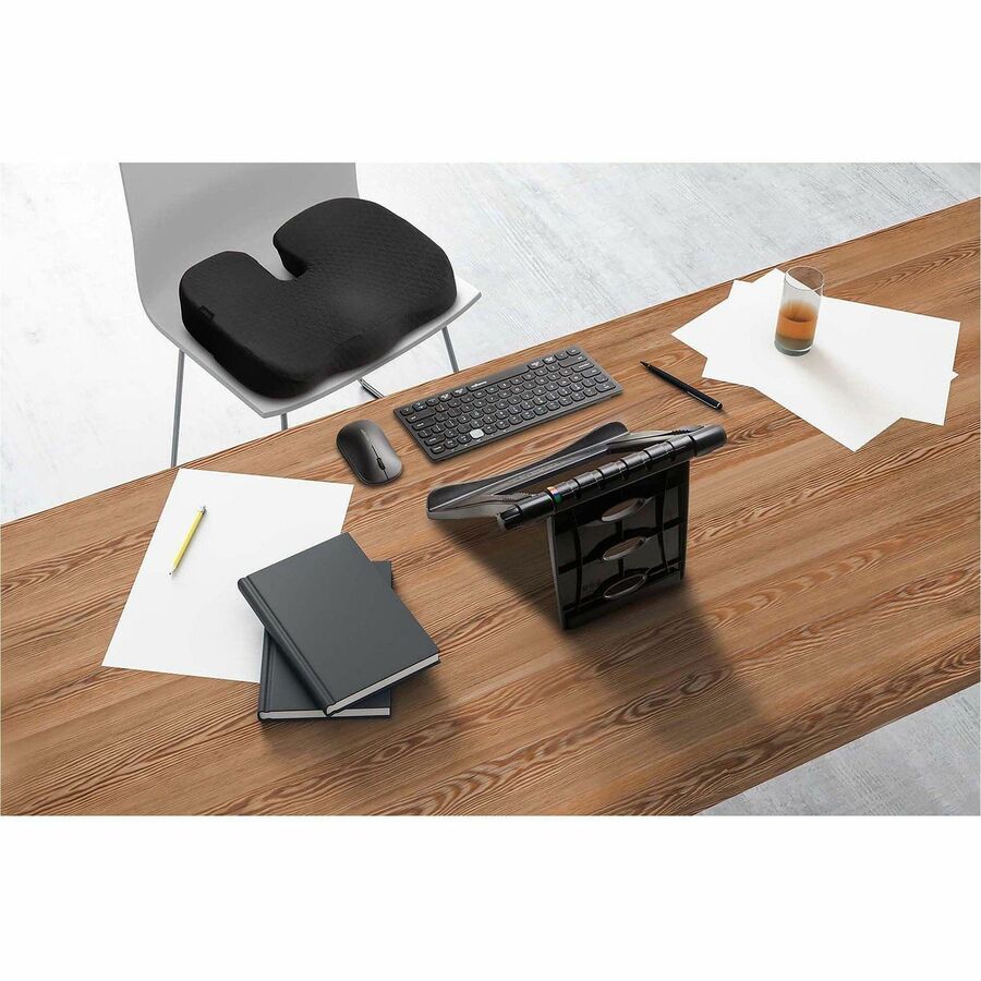 Kensington Premium Cool-Gel Seat Cushion - 14" x 18" - Gel Filling - Fabric Cover - Foam - Comfortable, Durable, Anti-slip, Ergonomic Design, Machine Washable, Carrying Strap - Black - 1Each