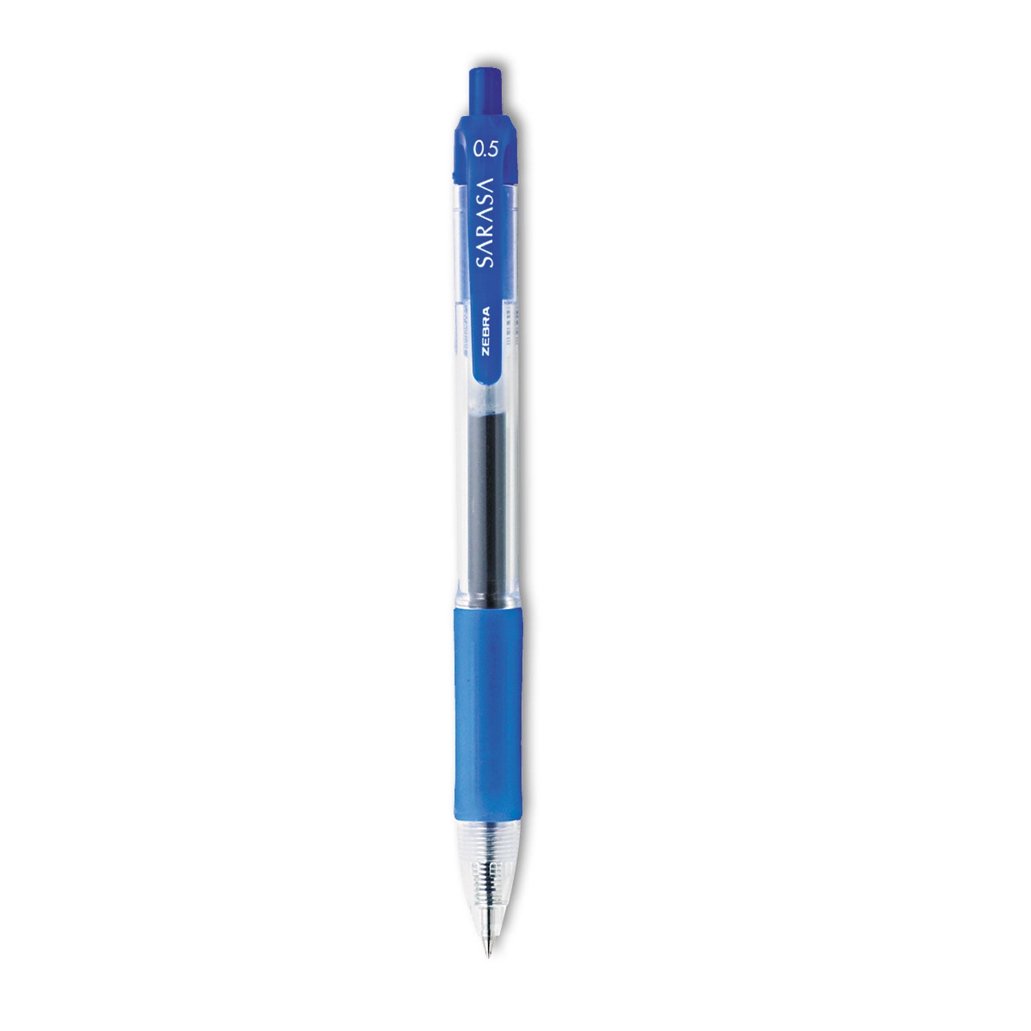 Sarasa Dry Gel X20 Gel Pen, Retractable, Fine 0.5 mm, Blue Ink, Clear/Blue Barrel, 12/Pack - 