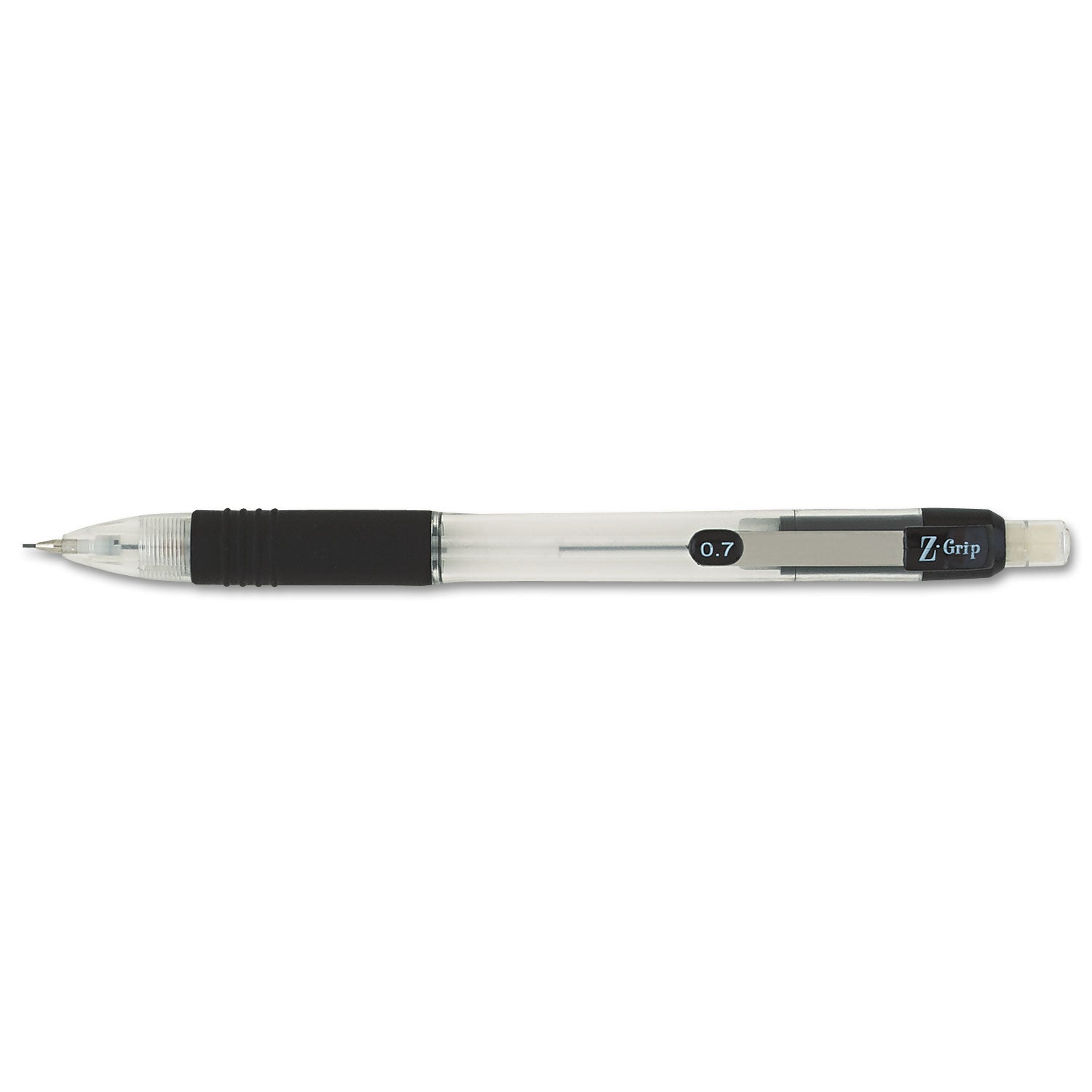 Z-Grip Mechanical Pencil, 0.7 mm, HB (#2), Black Lead, Clear/Black Barrel, Dozen - 