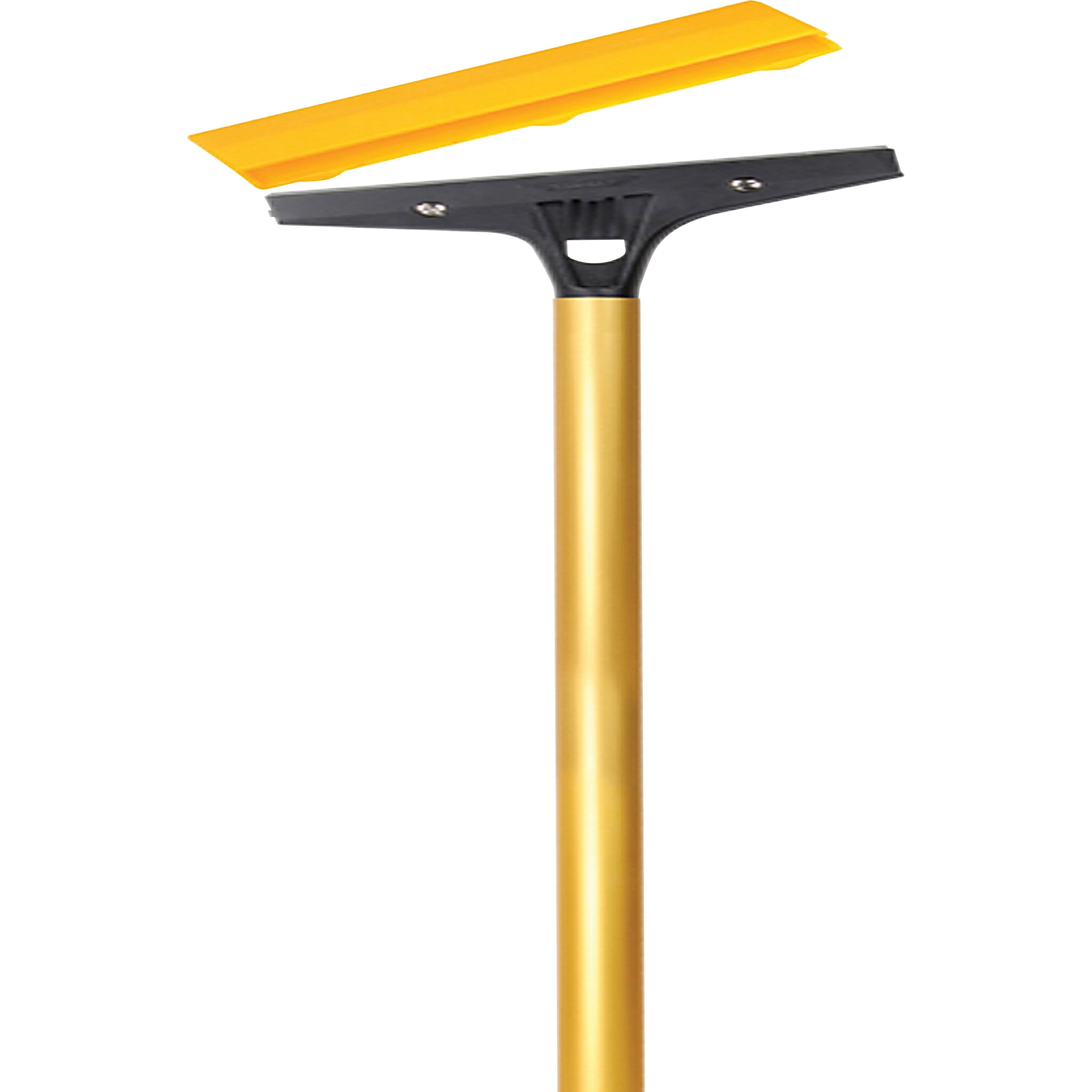 Ettore Heavy Duty Floor Scraper - 4" Carbon Steel Blade - 48" Anodized Aluminum Handle - 1" Height x 6" Width x 52" Length - Heavy Duty, Angled Head, Rubberized Grip - Gold - 1Each