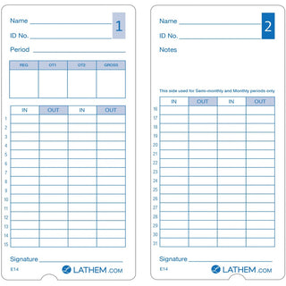Time Clock Cards for Lathem Time 400E, Two Sides, 3 x 7, 100/Pack