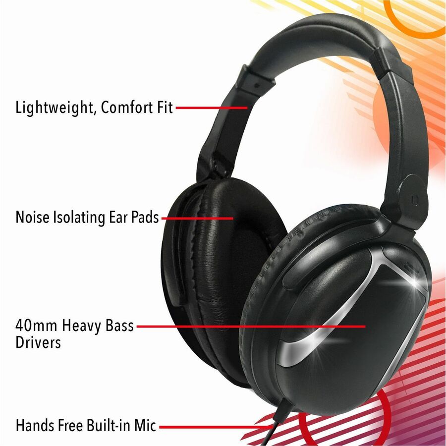 Bass 13 Headphone with Mic, 4 ft Cord, Black