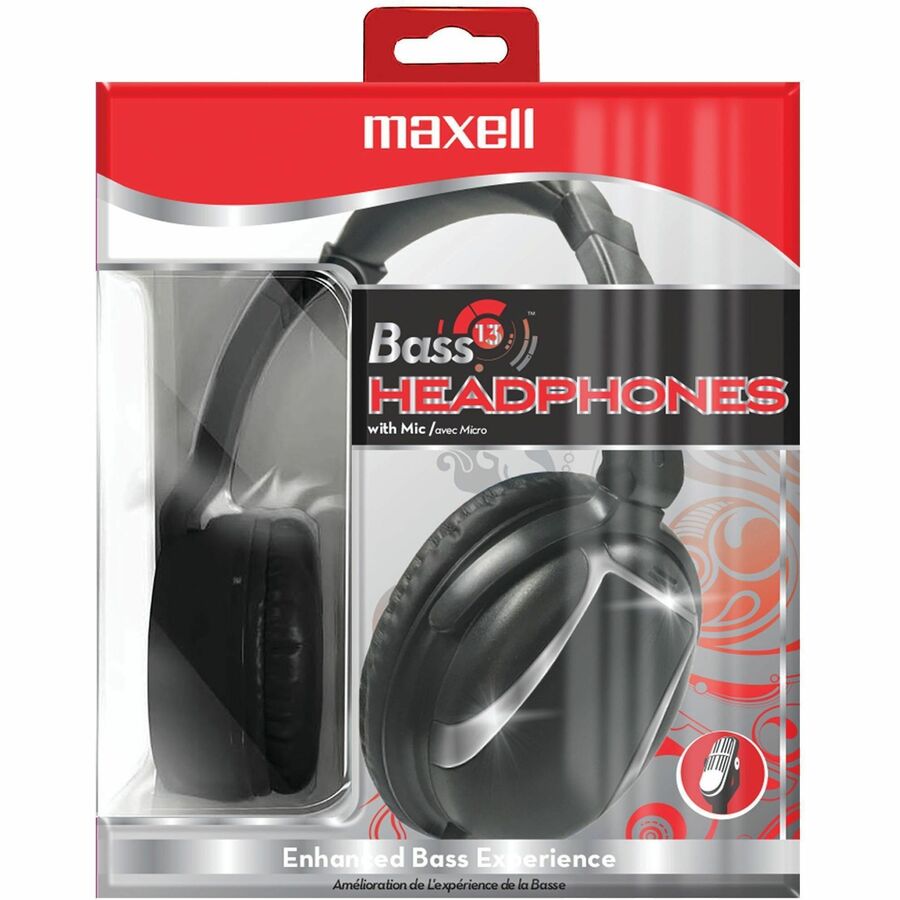 Bass 13 Headphone with Mic, 4 ft Cord, Black