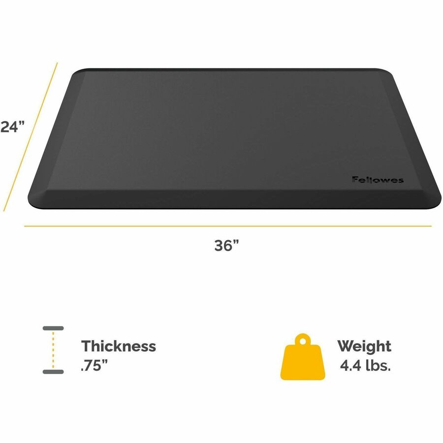 Anti-Fatigue Wellness Mat, Rectangular; Beveled Edges, 36 x 24, Black