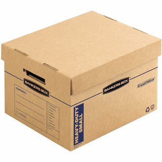 SmoothMove Maximum Strength Moving Boxes, Half Slotted Container (HSC), Small, 15" x 15" x 12", Brown/Blue, 8/Pack