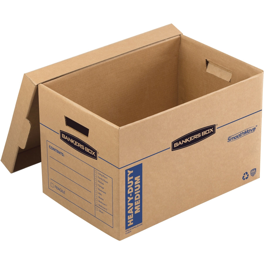 SmoothMove Kitchen Moving Kit with Dividers + Foam, Half Slotted Container (HSC), Medium, 12.25" x 18.5" x 12", Brown/Blue