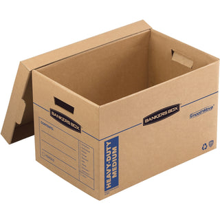 SmoothMove Kitchen Moving Kit with Dividers + Foam, Half Slotted Container (HSC), Medium, 12.25" x 18.5" x 12", Brown/Blue