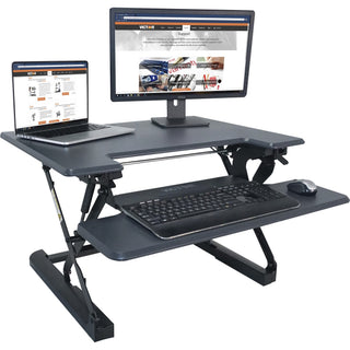 High Rise Height Adjustable Standing Desk with Keyboard Tray, 31" x 31.25" x 5.25" to 20", Gray/Black