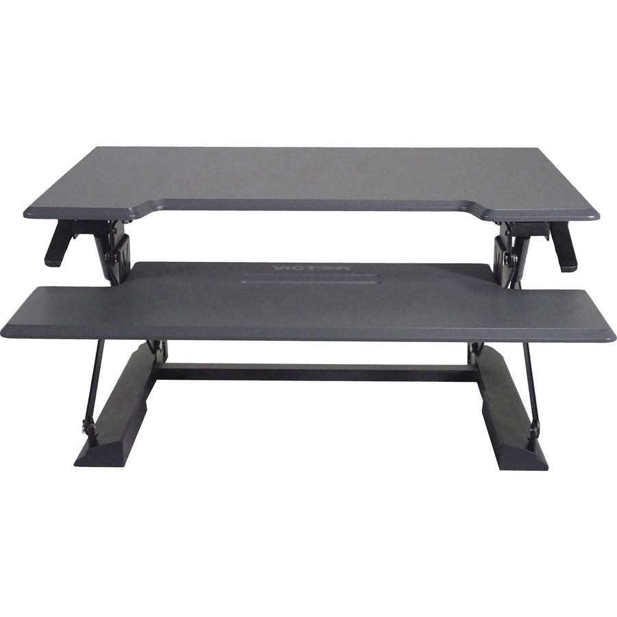 High Rise Height Adjustable Standing Desk with Keyboard Tray, 31" x 31.25" x 5.25" to 20", Gray/Black