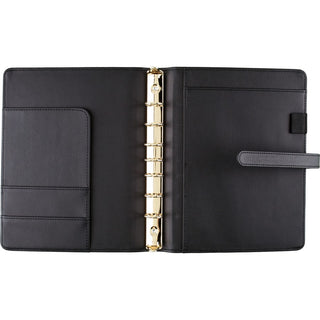 At-A-Glance Buckle Closure Undated Desk Start Set - Julian Dates - Weekly, Monthly - 8:00 AM to 5:00 PM - 1 Month, 1 Week Double Page Layout - 5 1/2" x 8 1/2" Sheet Size - 7-ring - Buckle Closure - Desk - Black - Faux Leather - Reference Calendar, Ta