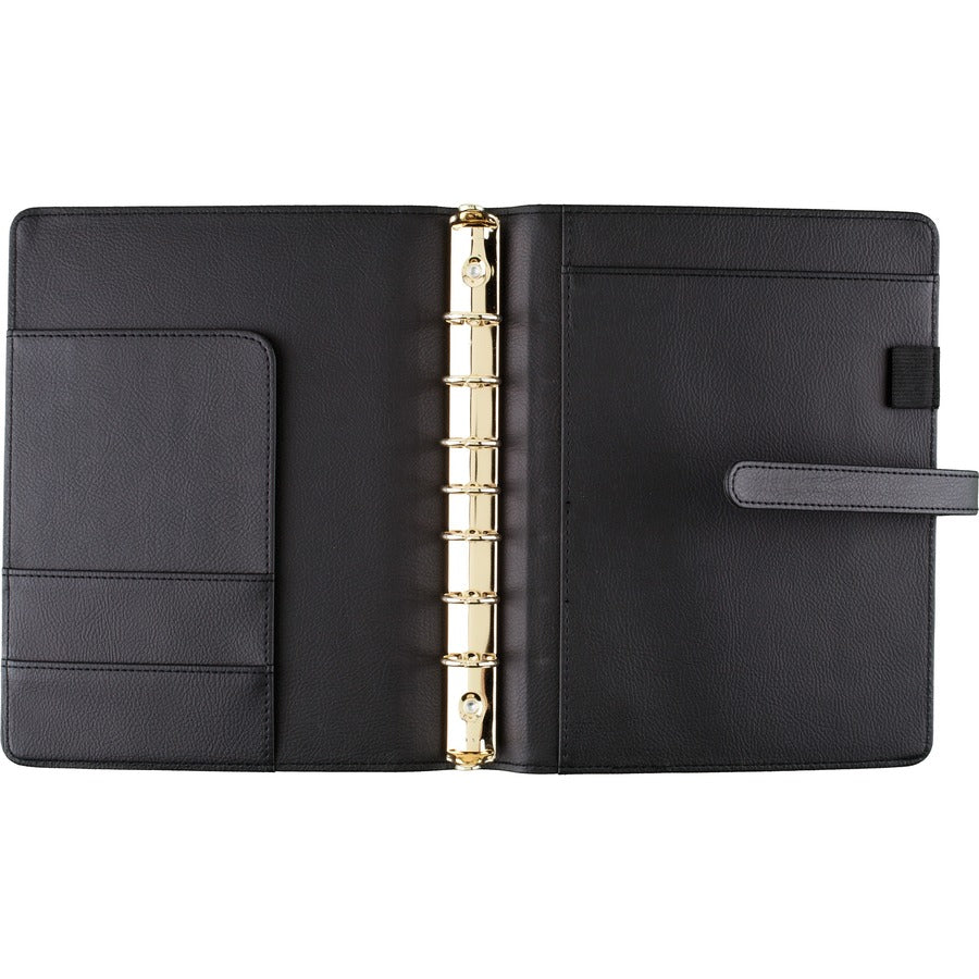 At-A-Glance Buckle Closure Undated Desk Start Set - Julian Dates - Weekly, Monthly - 8:00 AM to 5:00 PM - 1 Month, 1 Week Double Page Layout - 5 1/2" x 8 1/2" Sheet Size - 7-ring - Buckle Closure - Desk - Black - Faux Leather - Reference Calendar, Ta