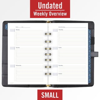 At-A-Glance Buckle Closure Undated Desk Start Set - Julian Dates - Weekly, Monthly - 8:00 AM to 5:00 PM - 1 Month, 1 Week Double Page Layout - 5 1/2" x 8 1/2" Sheet Size - 7-ring - Buckle Closure - Desk - Black - Faux Leather - Reference Calendar, Ta