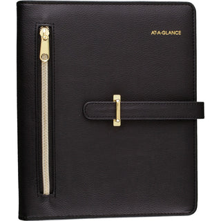 At-A-Glance Buckle Closure Undated Desk Start Set - Julian Dates - Weekly, Monthly - 8:00 AM to 5:00 PM - 1 Month, 1 Week Double Page Layout - 5 1/2" x 8 1/2" Sheet Size - 7-ring - Buckle Closure - Desk - Black - Faux Leather - Reference Calendar, Ta