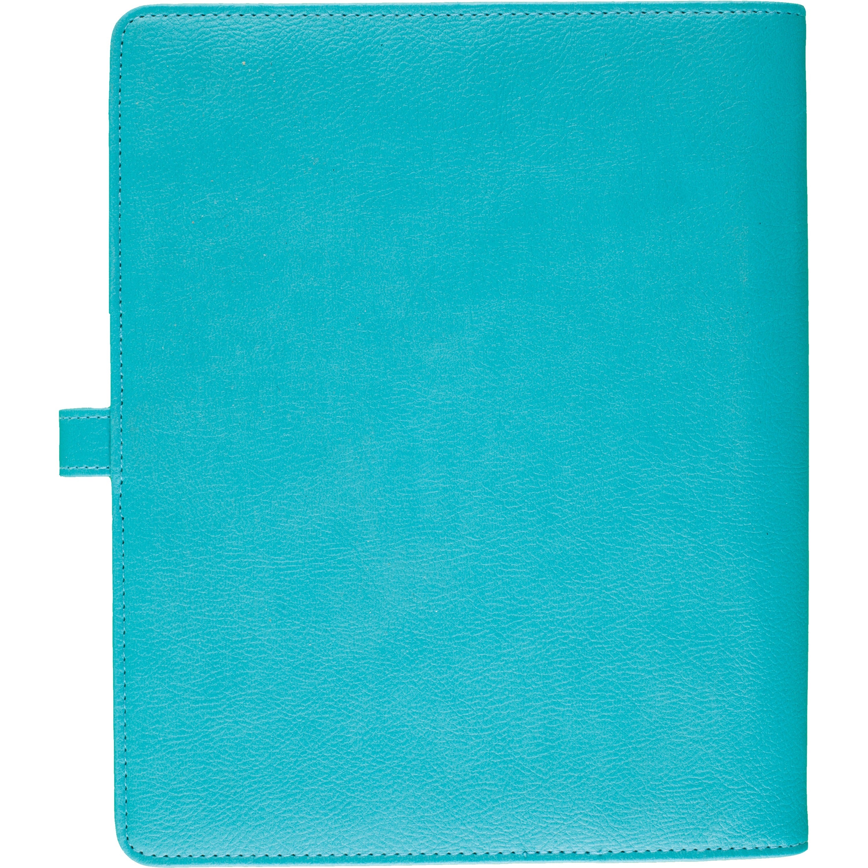 At-A-Glance Buckle Closure Undated Desk Start Set - Julian Dates - Weekly, Monthly - 8:00 AM to 5:00 PM - 1 Month, 1 Week Double Page Layout - 5 1/2" x 8 1/2" Sheet Size - 7-ring - Buckle Closure - Desk - Teal - Faux Leather - Reference Calendar, Tab - 3