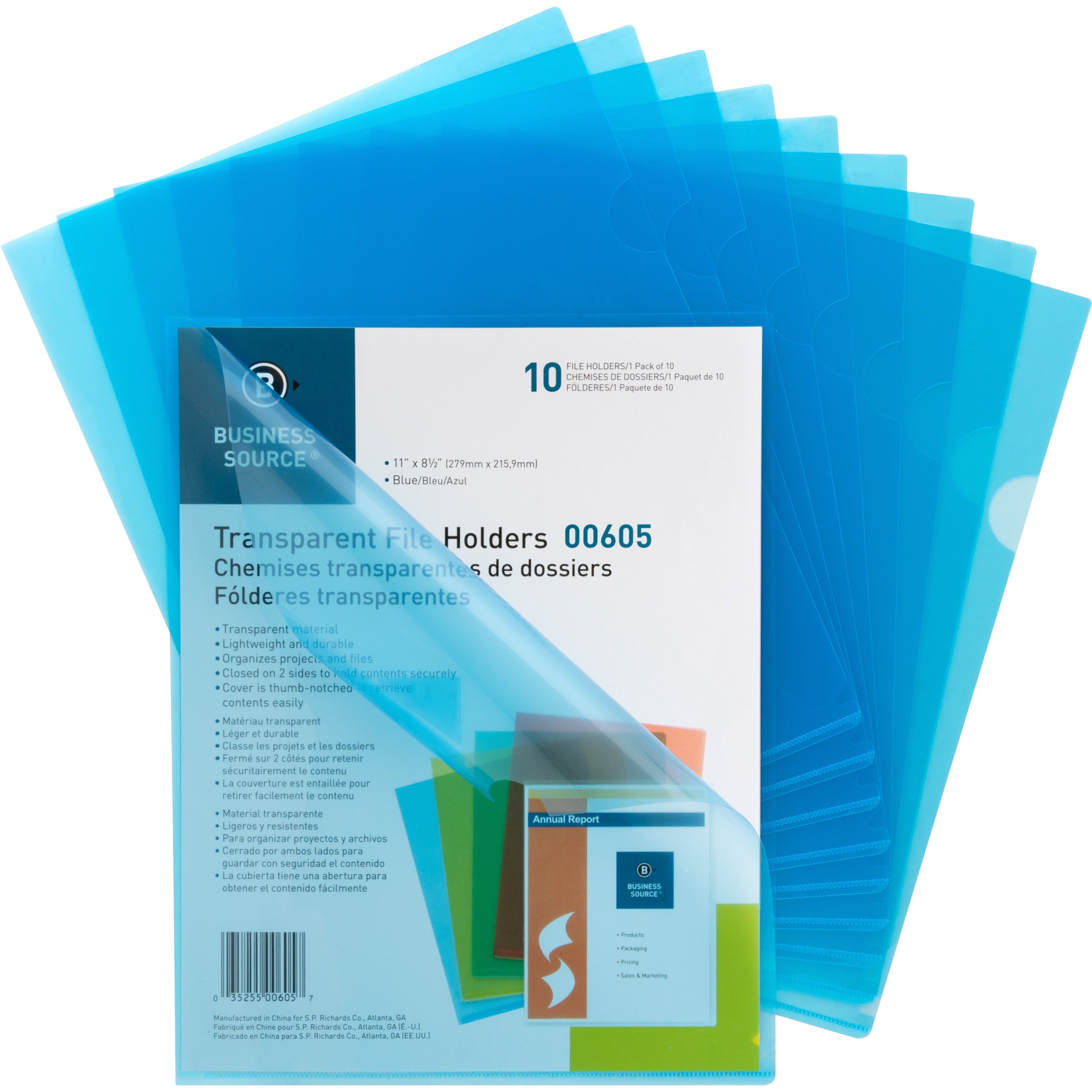 business-source-letter-file-sleeve-8-1-2-x-11-20-sheet-capacity-blue-10-pack_bsn00605 - 1