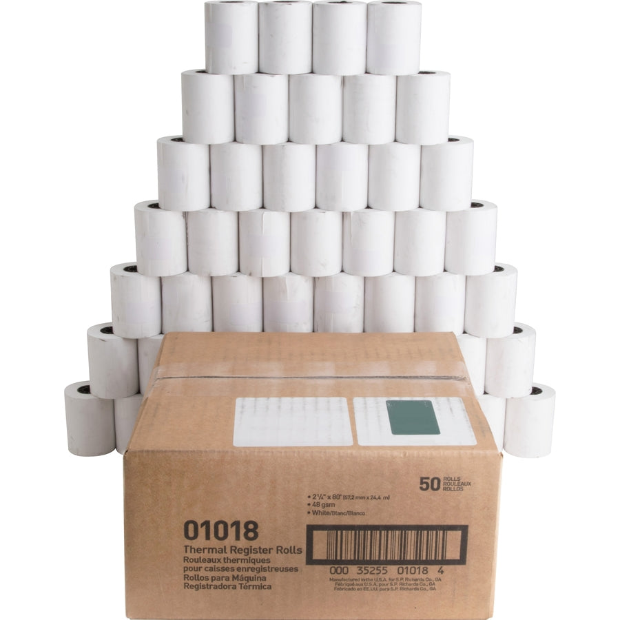 business-source-thermal-paper-rolls-2-1-4-x-80-ft-smooth-50-carton-white_bsn01018 - 3