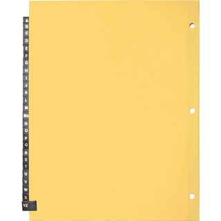 Business Source A-Z Black Leather Tab Index Dividers - 26 Printed Tab(s) - Character - A-Z - 8.5" Divider Width x 11" Divider Length - Letter - 3 Hole Punched - Buff Paper Divider - Black Leather Tab(s) - Recycled - 25 / Set