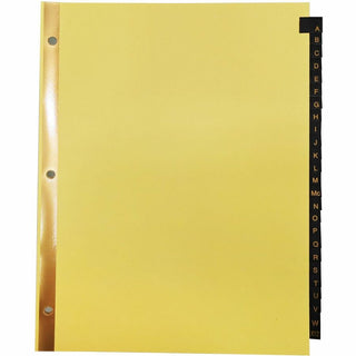 Business Source A-Z Black Leather Tab Index Dividers - 26 Printed Tab(s) - Character - A-Z - 8.5" Divider Width x 11" Divider Length - Letter - 3 Hole Punched - Buff Paper Divider - Black Leather Tab(s) - Recycled - 25 / Set