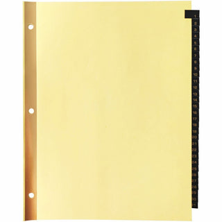 Business Source 1-31 Black Leather Tab Index Dividers - 31 Printed Tab(s) - Digit - 1-31 - 8.5" Divider Width x 11" Divider Length - Letter - 3 Hole Punched - Buff Paper Divider - Black Leather Tab(s) - Recycled - 31 / Set