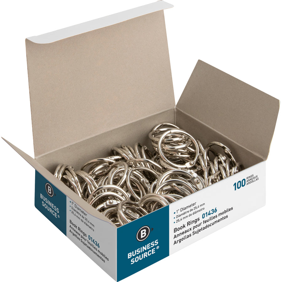 business-source-standard-book-rings-1-diameter-silver-nickel-plated-100-box_bsn01436 - 6