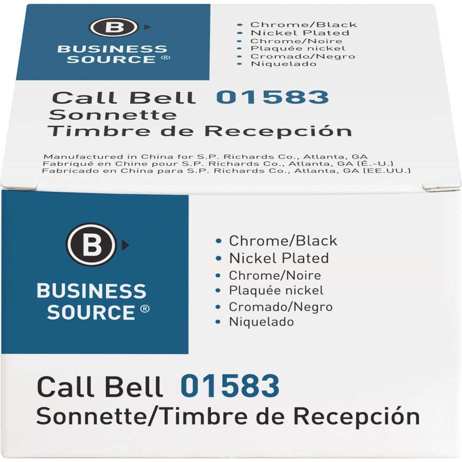 Business Source Nickel Plated Call Bell - Nickel Plated - , Chromed - Steel - Silver, Black Color