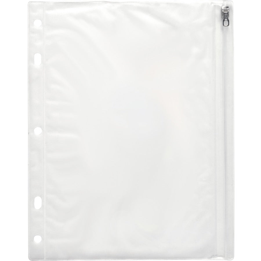 Business Source Punched Economy Binder Pocket - 10" Height x 8" Width - 7 x Holes - Ring Binder - Clear - Plastic - 1 Each - 3