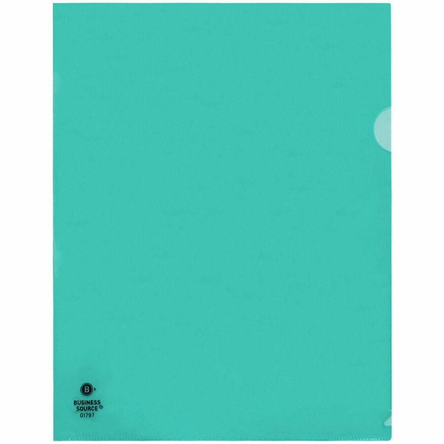 Business Source Letter File Sleeve - 8 1/2" x 11" - 20 Sheet Capacity - Green - 10 / Pack