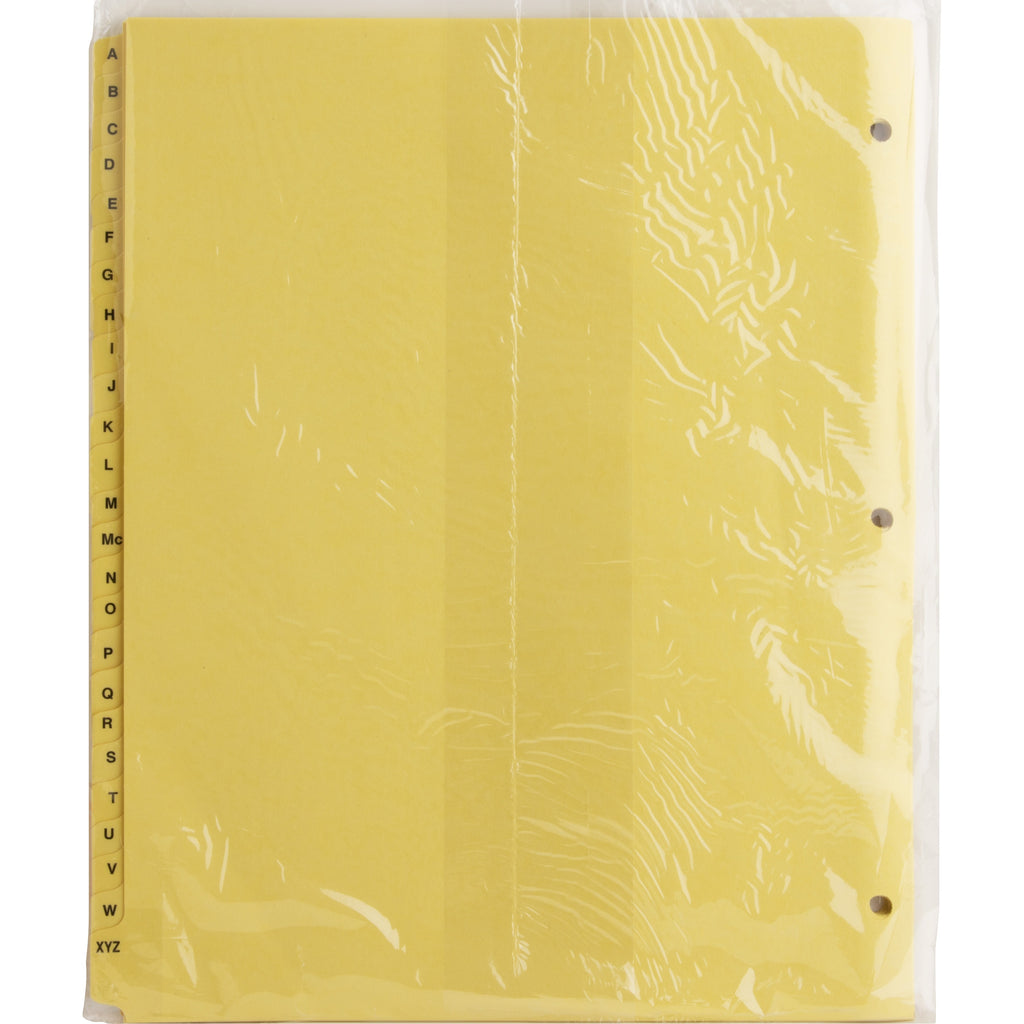 business-source-a-z-clear-plastic-tab-index-dividers-printed-tabs-character-a-z-25-tabs-set-85-divider-width-x-11-divider-length-letter-3-hole-punched-buff-divider-buff-plastic-tabs-25-set_bsn01806 - 2