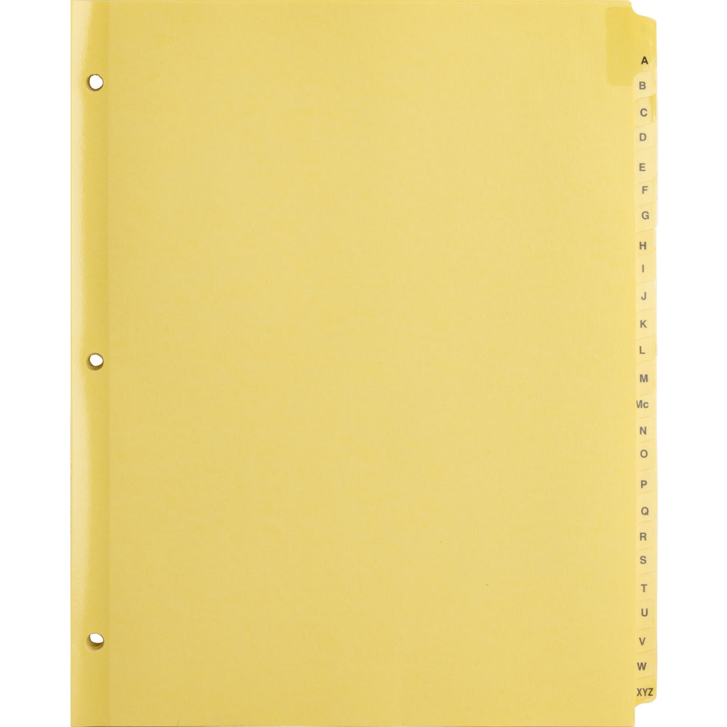 business-source-a-z-clear-plastic-tab-index-dividers-printed-tabs-character-a-z-25-tabs-set-85-divider-width-x-11-divider-length-letter-3-hole-punched-buff-divider-buff-plastic-tabs-25-set_bsn01806 - 1