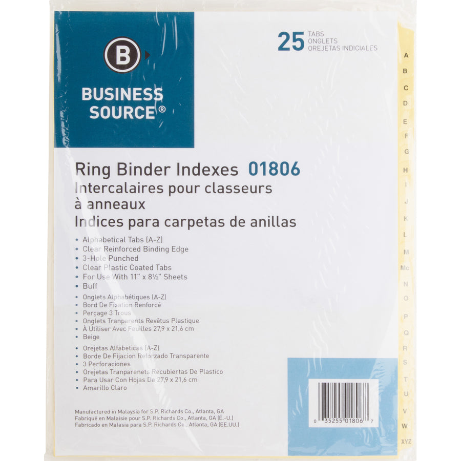 business-source-a-z-clear-plastic-tab-index-dividers-printed-tabs-character-a-z-25-tabs-set-85-divider-width-x-11-divider-length-letter-3-hole-punched-buff-divider-buff-plastic-tabs-25-set_bsn01806 - 4