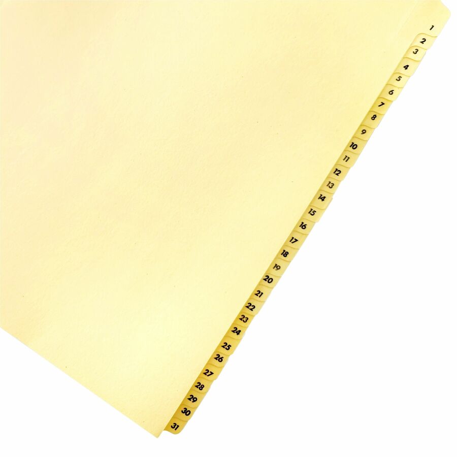 Business Source Preprinted 1-31 Tab Index Dividers - Printed Tab(s) - Digit - 1-31 - 31 Tab(s)/Set - 8.5" Divider Width x 11" Divider Length - Letter - 3 Hole Punched - Buff Buff Paper Divider - Buff Plastic Tab(s) - 31 / Set