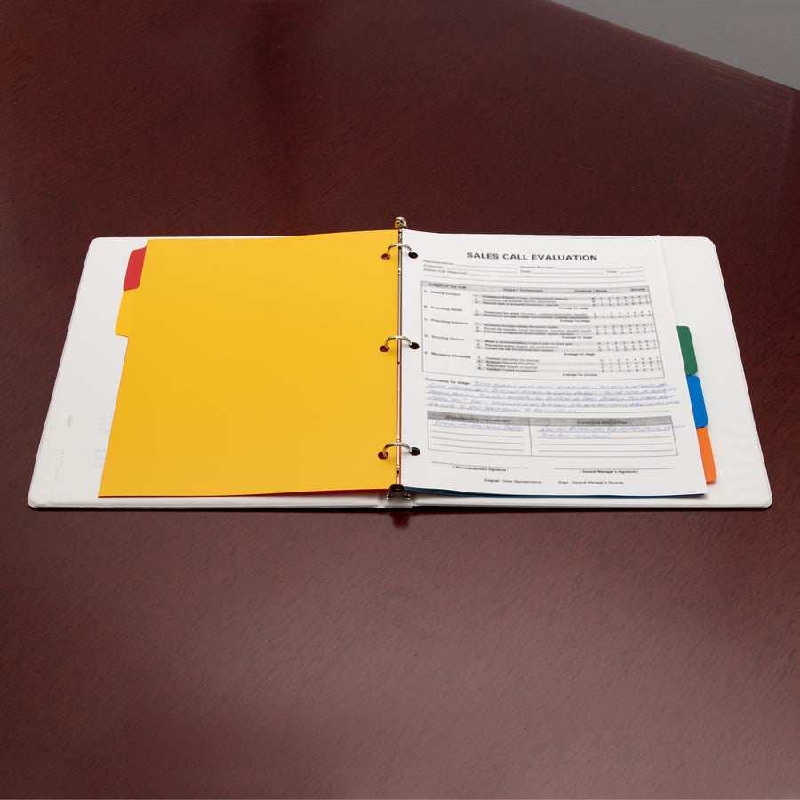 business-source-plain-tab-color-polyethylene-index-dividers-blank-tabs-5-tabs-set-85-divider-width-x-11-divider-length-letter-3-hole-punched-red-polyethylene-yellow-green-blue-orange-divider-red-polyethylene-yellow-green-b_bsn01809 - 3