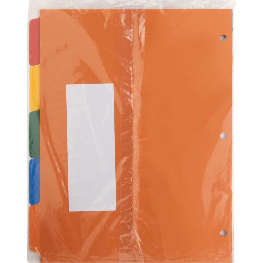 Business Source Plain Tab Color Polyethylene Index Dividers - Blank Tab(s) - 5 Tab(s)/Set - 8.5" Divider Width x 11" Divider Length - Letter - 3 Hole Punched - Red Polyethylene, Yellow, Green, Blue, Orange Divider - Red Polyethylene, Yellow, Green, B