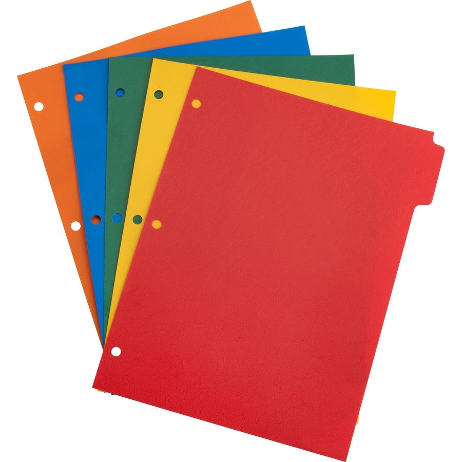 business-source-plain-tab-color-polyethylene-index-dividers-blank-tabs-5-tabs-set-85-divider-width-x-11-divider-length-letter-3-hole-punched-red-polyethylene-yellow-green-blue-orange-divider-red-polyethylene-yellow-green-b_bsn01809 - 5
