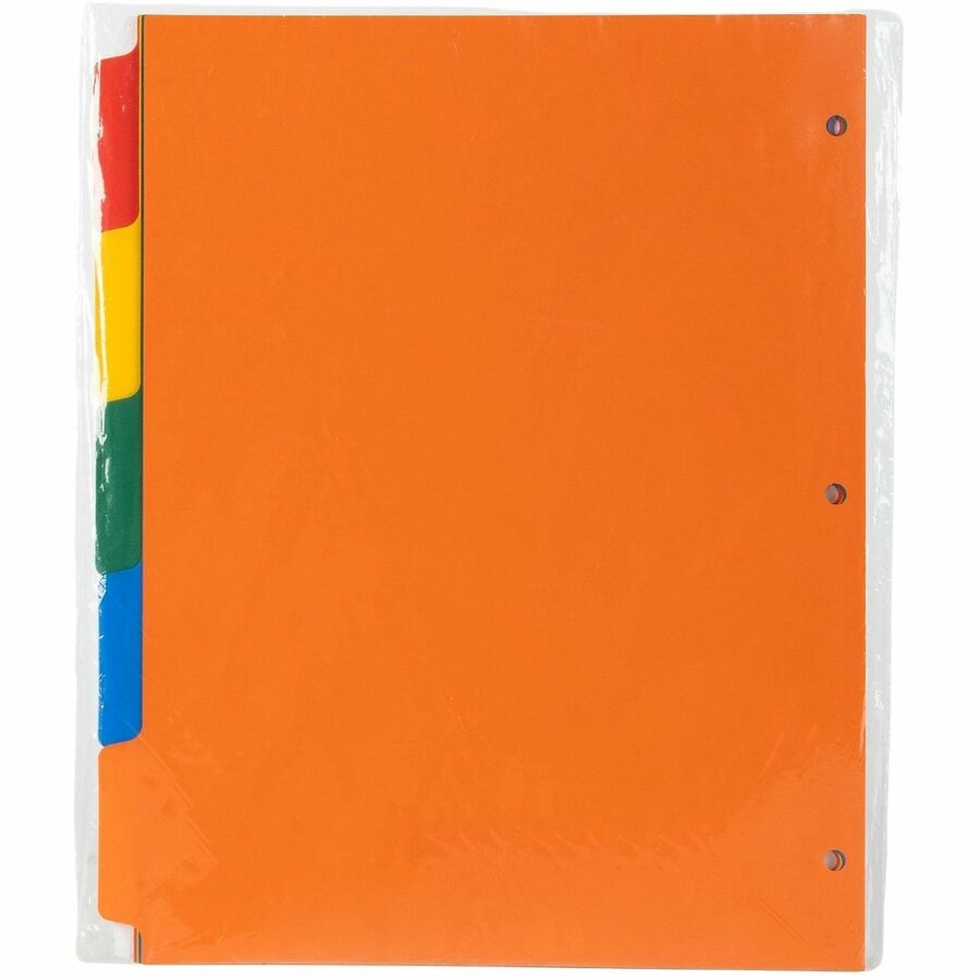 Business Source Plain Tab Color Polyethylene Index Dividers - Blank Tab(s) - 8 Tab(s)/Set - 8.5" Divider Width x 11" Divider Length - Letter - 3 Hole Punched - Red Polyethylene, Yellow, Green, Blue, Orange, White, Black, Brown Divider - Red Polyethyl