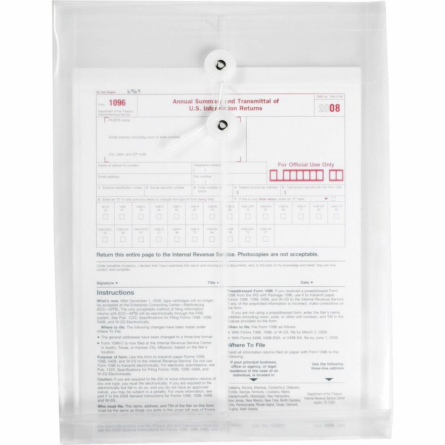 business-source-string-closure-top-open-poly-envelope-inter-department-10-width-x-13-length-string-button-1-each-clear_bsn02020 - 2