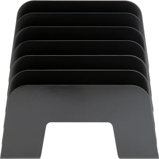 Business Source 6-slot Inclined Desk Step Sorter - 6 Compartment(s) - 6.5" Height x 8" Width x 7.8" DepthDesktop - 25% Recycled - Black - Plastic - 1 Each