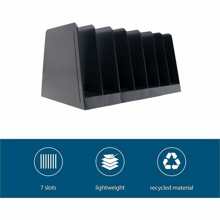 Business Source Desk Step Sorter - 4.5" Height x 8.8" Width x 5.5" DepthDesktop - 25% Recycled - Black - Plastic - 1 Each