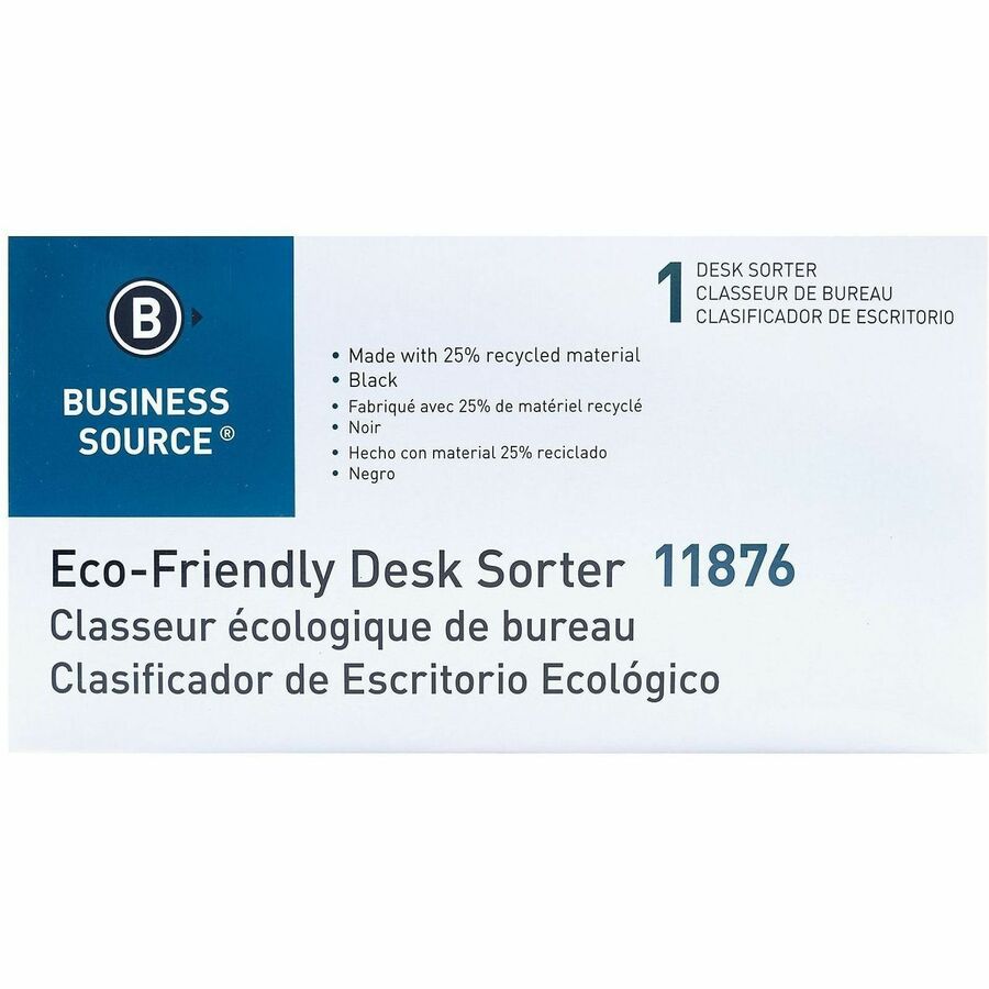 Business Source Desk Step Sorter - 4.5" Height x 8.8" Width x 5.5" DepthDesktop - 25% Recycled - Black - Plastic - 1 Each