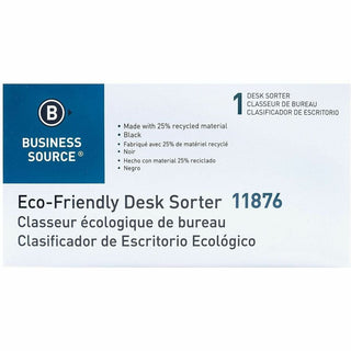 Business Source Desk Step Sorter - 4.5" Height x 8.8" Width x 5.5" DepthDesktop - 25% Recycled - Black - Plastic - 1 Each