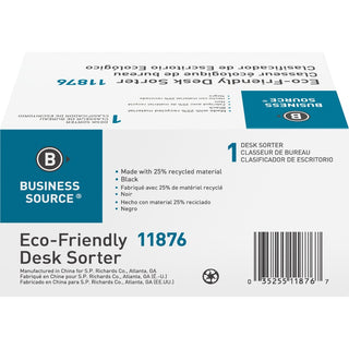 Business Source Desk Step Sorter - 4.5" Height x 8.8" Width x 5.5" DepthDesktop - 25% Recycled - Black - Plastic - 1 Each